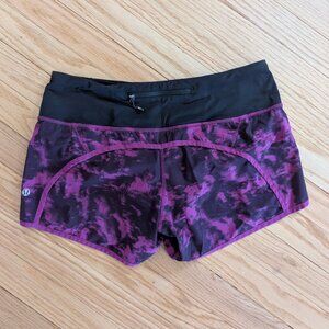 EUC Lululemon Run Times Short 4-way Stretch Breezie Regal Plum Black Women's 6 S